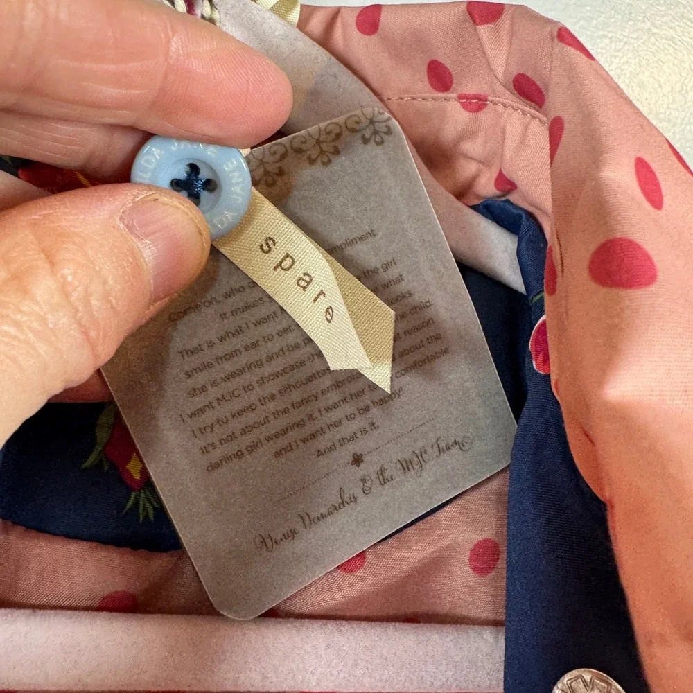 Matilda Jane Floral Trench Coat Girls 2T Navy Pink Rose Polka Dot Whimsical Prep